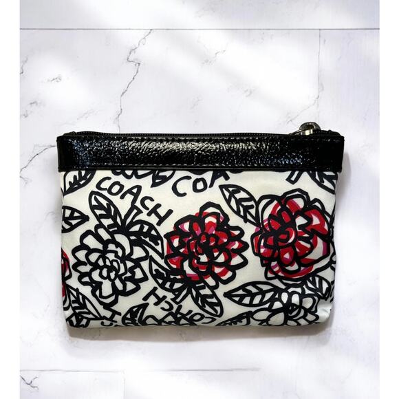 Coach Black and Red Floral Print Wristlet - Picture 2 of 6
